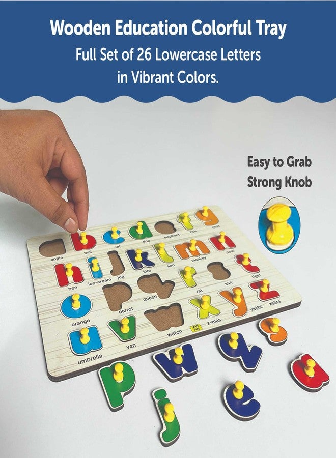YaYplay Yay Play Small ABCD Knob and Pegged Puzzle for Kids 2+ Years, Preschool Learning Educational Wooden Small Letter Alphabets Board - Image 4